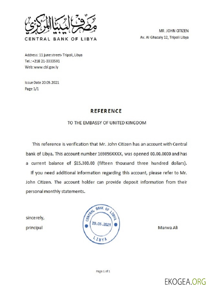 Libye , Central Bank , reference